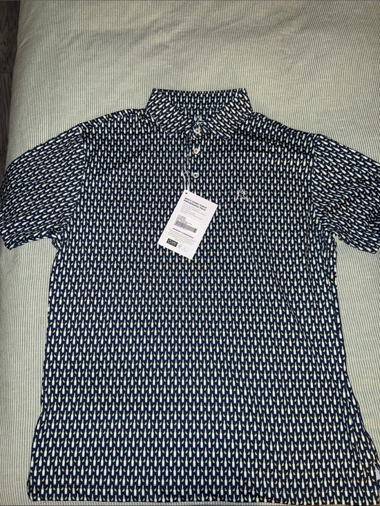 Rhoback Other - Rhoback Navy & White Geometric Polo